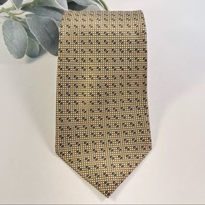 Davvarro Benino Yellow with Navy Blue Pattern Tie  100% Polyester